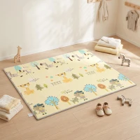 AIYAPLAY Krabbelmatte Faltbar Beidseitig Spielmatte Baby mit Waldtieren- & Naturmotiv 200 x 180 cm für Kinder 0-3 Jahre(m-8)