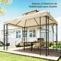 Outsunny Teto de Reposição 4x3 m com Teto Duplo Orifícios de Drenagem e Proteção UV Apenas Teto NÃO Inclui Estrutura Creme(m-8)