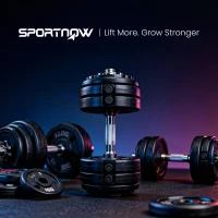 SPORTNOW Verstellbare Hantel, 6-20 kg Hantel mit Ablagefach, rutschfest Griff, Kurzhantel aus Kunststoff(m-9)