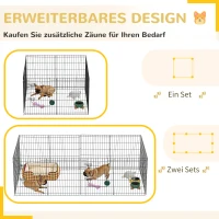 PawHut Haustierlaufstall, Spielgehege für Welpen und kleine Hunde, mit Tür, Indoor- und Outdoor-tauglich, 76 cm, Schwarz(m-8)