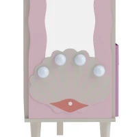 AIYAPLAY Kids Clothing Rack, Kids Wardrobe with Glowing Lights Mirror, Non-Woven Drawer and Shelves for Bedroom, Ages 3-8, Pink(m-11)