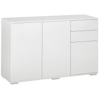 HOMCOM Witte Dressoir Kast, 2 Laden, Push-Click, 117 cm x 36 cm x 74 cm(m-11)