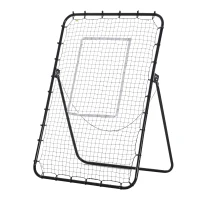HOMCOM Voetbalvangnet, verstelbare hoek, in hoogte verstelbaar, rebounder, kickback, zwart(m-10)