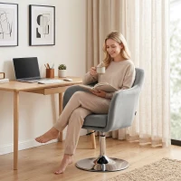 HOMCOM Retro Velvet Swivel Tub Chair with Steel Frame, Cushion Seat, Grey(m-9)