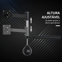 HOMCOM Punching Ball de Boxe Montado na Parede Altura Ajustável com Barra Giratória e Inflador 79x72x20cm Preto e Vermelho(m-6)