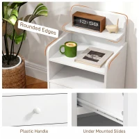 HOMCOM Bedside Cabinet, Bedside Table with Drawer and Shelf for Living Room, White(m-5)