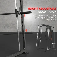 SPORTNOW 3-in-1 Smith Machine with Dual Cable Pulley System, Chest Press Station, 17-Level Squat Rack and Barbell Bar(m-6)