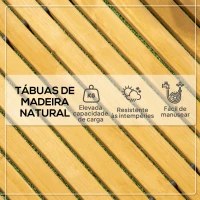 Outsunny Estrado de Jardim em Madeira 185x60 cm Estrado Enrolável para Exteriores Resistente à Intempérie Madeira(m-5)