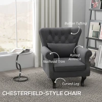 HOMCOM Chesterfield-Style Accent Chair - Grey(m-4)