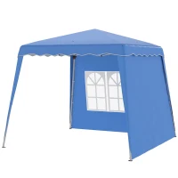 Outsunny Carpa Plegable Pop-up 2,89x2,89m Cenador Pabellón de Jardín con Paredes Laterales Altura Ajustable Protección UV50+ Azul(m-11)