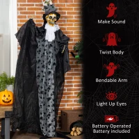Outsunny 189cm Life Size Outdoor Halloween Decorations Ghost Bridegroom, Animated Prop Animatronic Decor with Sound and Motion Activated, Light Up Eyes, Howling Sound(m-7)