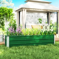 Outsunny Stalen verhoogde plantenbak met 3 aparte plantgebieden, open bodem, eenvoudige montage, 183 x 47 x 40 cm, groen(m-2)