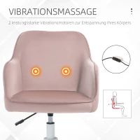 Vinsetto Massage kantoorstoel draaistoel werkstoel met trilfunctie fluweel roze(m-4)