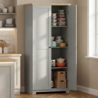 HOMCOM Kitchen Cupboard, 172cm Freestanding Storage Cabinet with Doors and Shelves, Grey(m-3)