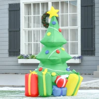 HOMCOM Albero di Natale Gonfiabile 150cm con 3 Luci LED, Gonfiatore e Accessori Montaggio, Addobbo Natalizio per Esterno(m-10)