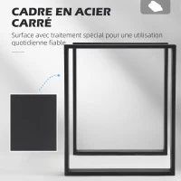 HOMCOM Lot de 2 pieds rectangulaires en acier noir pour table - hauteur 72 cm - design contemporain(m-6)