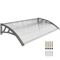 Outsunny Front Door Canopy, Outdoor Awning, Rain Shelter, 110 x 60cm, Grey(m-11)