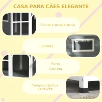 PawHut Casa para Cães de Madeira com Teto Abatível Porta com Cortina e Fundo Amovível 101x66,5x70,5cm Cinza Escuro(m-8)