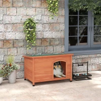 PawHut Hundehütte Hundehütte aus Holz Hundehütte XXL, 100 cm x 65,5 cm x 68 cm, Braun + Grün(m-10)