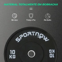 SPORTNOW Anilhas Olímpicas 2x10 kg com Orifício Ø50 mm em Borracha para Barras e Halteres, Preto(m-5)