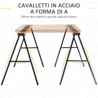 DURHAND Set 2 Pezzi Cavalletti da Lavoro Pieghevoli e Portatili, Piano di Lavoro in Gomma Antiscivolo, Carico Max. 250kg(m-6)