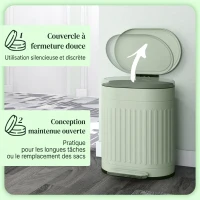 HOMCOM Poubelle de cuisine poubelle à pédale 20L couvercle à fermeture douce seau intérieur amovible 36,5 x 31,2 x 45 cm vert(m-5)