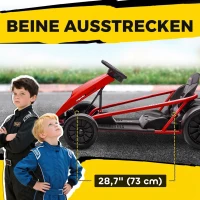 HOMCOM 24V elektrische go-kart voor kinderen, tot 13 km/u, met driftfunctie, 2 motoren, rood, 8-12 jaar(m-6)