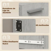 HOMCOM Móvel de Entrada com Espelho, Sapateira Basculante, Assento, Gaveta e Compartimento Aberto, 61x30x170 cm, Cinzento(m-6)