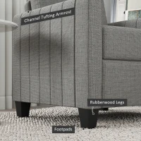 HOMCOM Modern Boxy Linen-Look Armchair - Light Grey(m-7)