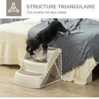 PawHut Escalier pour Chien Pliant à 3 Marches Antidérapantes, pour Chiens Âgés, Chiots, Lit, Canapé, 49x38x38cm, Crème(m-6)