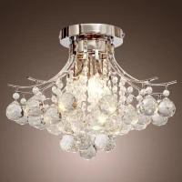 HOMCOM Crystal Chandeliers, 40cm K9 Droplets Ceiling Light with 3 E14 Bulb Base, Pendant Lights for Living Room, Bedroom, Dining Room, Hallway, Kitchen(m-9)