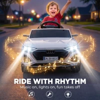 AIYAPLAY Audi Q8 etron Sportback Licensed Ride on Car with Remote Control, Four-Wheel Suspension, Soft Start for Ages 3-4, White(m-9)