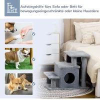PawHut Pet Stairs 3/4 Step Dog Ramp Met Slaapgrot Cat Stairs Grijs(m-7)