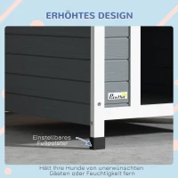 PawHut Hondenhut, weerbestendig, uitneembare bodem, Sparrenhout, 75x88x82 cm, Grijs/Zwart(m-7)