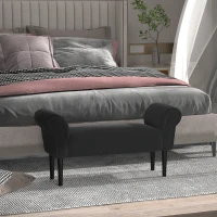 HOMCOM Panca Fondo Letto Imbottita con Braccioli Arrotolati, 102x35x51cm, Nero(m-2)