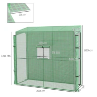 Outsunny Anleun-kas Kweekbak Kassen, oprolbare deuren, weerbestendig, 200 cm x 80 cm x 200 cm, Groen(m-3)