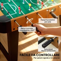 SPORTNOW Mini Calcio Balilla, Calcetto Balilla 92x75x71 cm, 22 Giocatori, 2 Palline, 8 aste, Segnapunti, per Famiglia, Regalo, Marrone(m-6)
