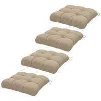 Outsunny Conjunto de Cojines para Sillas de Comedor y Jardín Impermeable y Anti-UV con 2 Cordones de Fijación 48x48x10 cm Caqui(m-11)