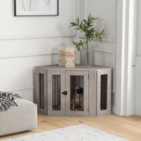 PawHut Hundebox, Hundekäfig, Eckdesign, inkl. Verriegelung, 1 Liegekissen, 104 x 55 x 63 cm, Braun(m-10)