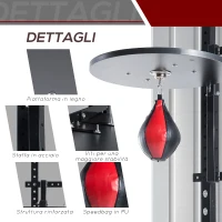 HOMCOM Piattaforma Boxe con Speedball Φ21 cm, Punching Ball per Allenamento Pugilato Arti Marziali, in Legno e Acciaio(m-6)