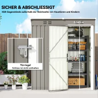 Outsunny Metall Gerätehaus 1,37 m², abschließbar Geräteschuppen mit Lüftung Pultdach Handschuhen, 163 x 90 x 179 cm(m-7)