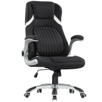 Vinsetto Linen-Look Office Chair, with Adjustable Height and Tension - Black(m-11)