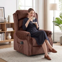 HOMCOM Power Lift Recliner with Vibration Massage and Heat, Lift Chair for Tall with Wood Grip, Pocket Spring, Brown(m-12)