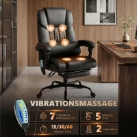 Vinsetto Ergonomische Bureaustoel met Massagefunctie, Schrijftafelstoel met Voetensteun, Hoge Rugleuning, Verstelbare Lendensteun - Zwart(m-4)