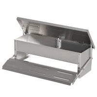 PawHut Comedouro para Aves de 8,5L de Capacidade Comedouro para Galinhas com Abertura Automática com Pedal 56x37x18,5cm Prata(m-11)