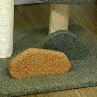 PawHut Copac de Zgariat pentru Pisici cu 2 Platforme Patut, Minge atarnata si Acoperie cu Catifea, 43x39x52cm, Multicolor(m-9)