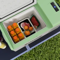 Outsunny Auto Koelkast, Koelbox, 16L, -20℃ tot 10℃, ECO/MAX, 60x32x26cm, Groen/Grijs(m-8)