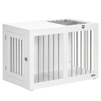 PawHut hondenkooi, huisdierenkooi, hondenhok, hondenbench met tafelblad, wit