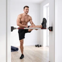 SPORTNOW Barra de Elevação para Porta Ajustável de 95 cm a 123 cm Carga 200 kg para Exercícios e Treino Vermelho e Preto(m-10)