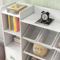 AIYAPLAY Kids Toy Organizers and Storage with 8 Removable Storage Bins and Bookshelf, White(m-8)